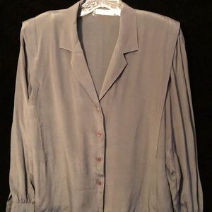 Vintage sage 100% silk WAGENER blouse.